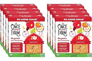 Once Upon A Farm Soft-Baked Bars, Apple & Oat, Kosher, USDA Certified Organic, Non-GMO, 4 Count, 4.8 Ounce (Pack of 8)
