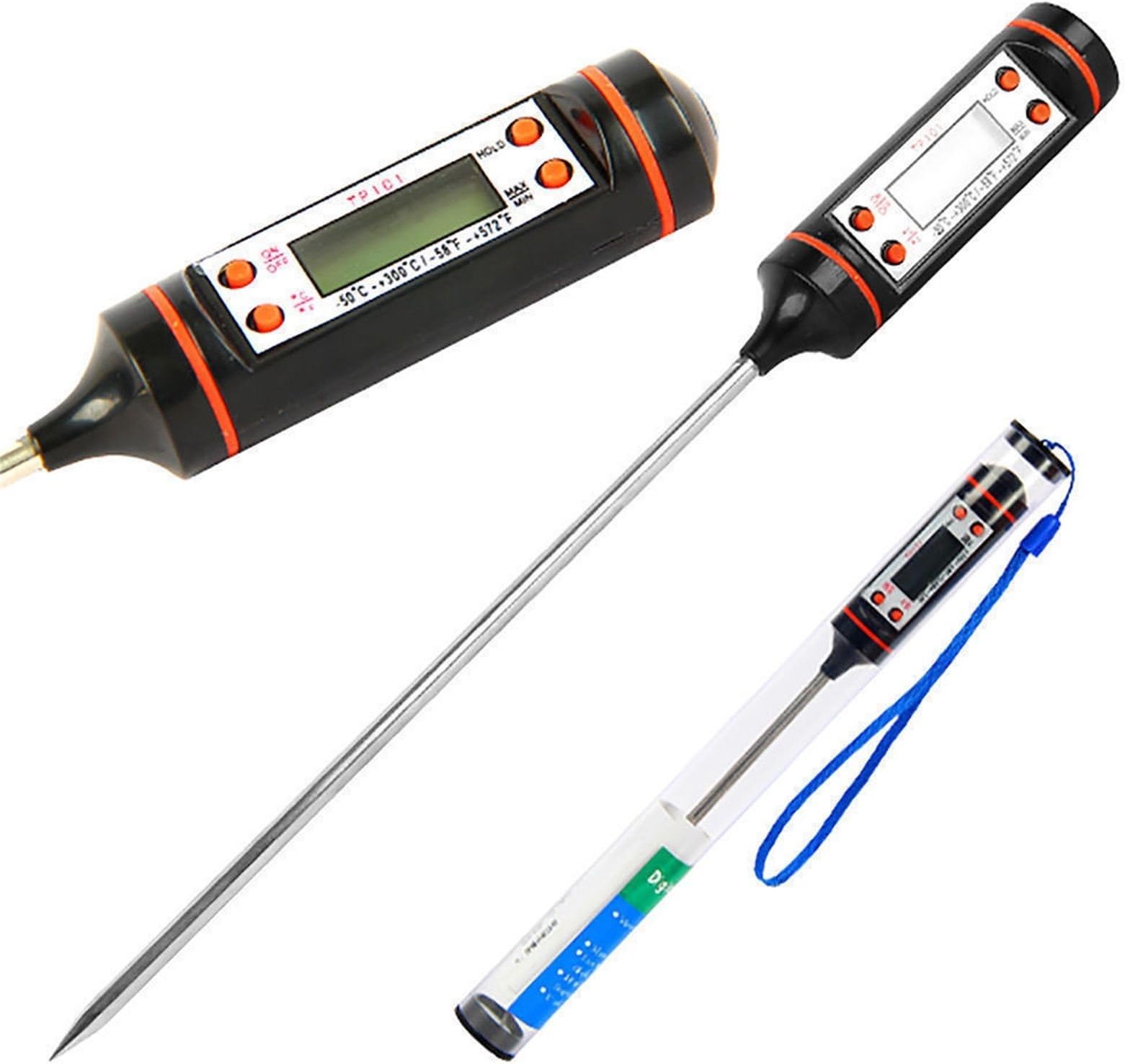 Digital Multi-functional LCD Screen Food Thermometer Instant Read Kitchen Cooking Long Probe Best for Liquids Meat Steak Turkey Grill BBQ Barbecue Yogurt Jam Milk Tea Bath Water etc
