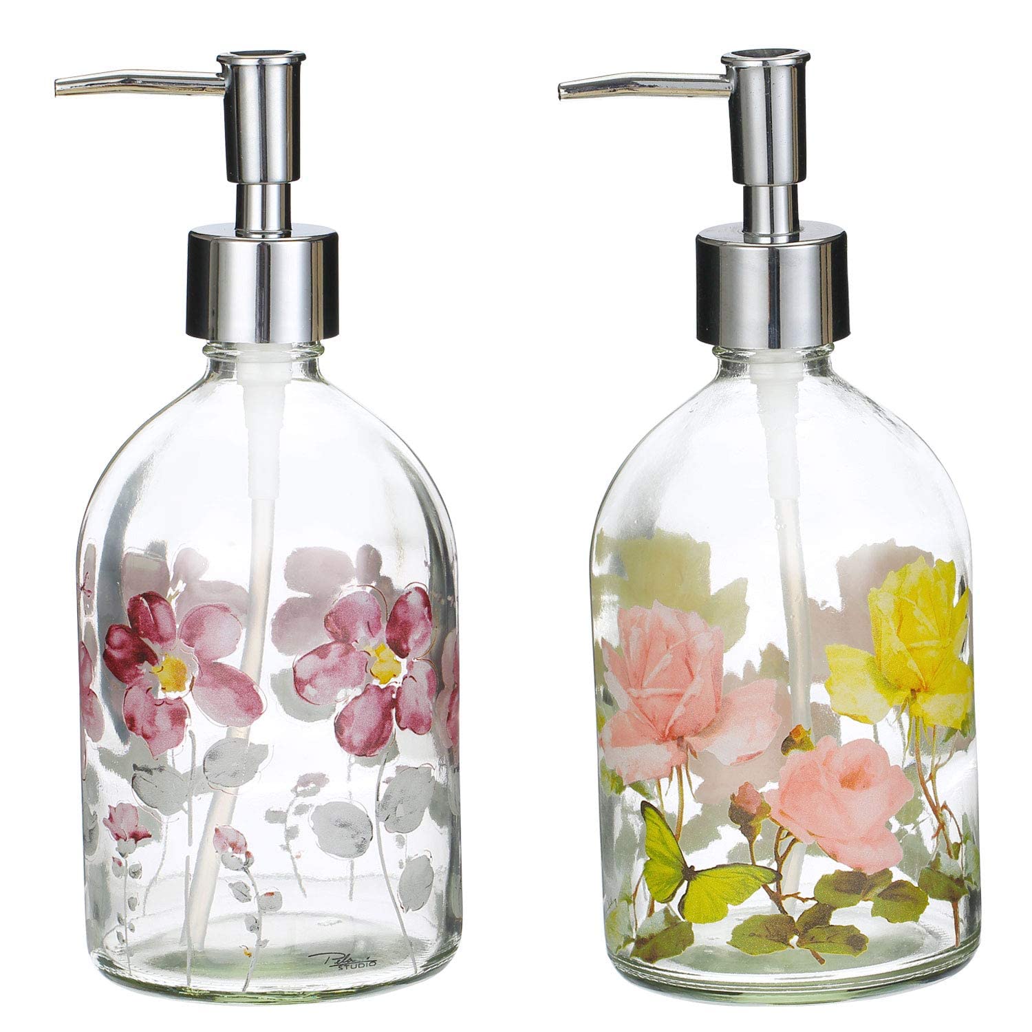 Photo 1 of 17oz Glass Soap Dispenser with Plastic Pump for Kitchen and Bathroom, 2 Pack Refillable Liquid Clear Bottle for Dish Soap & Hand Soap