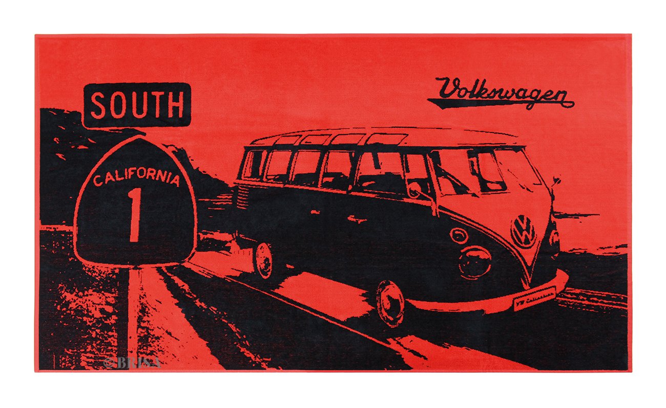BRISA VW Collection - Volkswagen Beach Bath Sauna Towel in T1 Bus Campervan Design (Highway/Black)