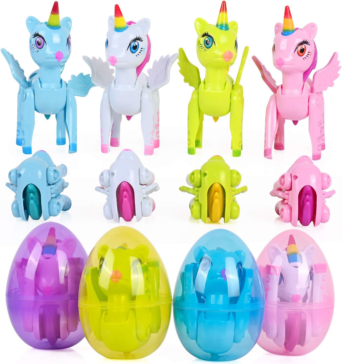 VAPCUFF Toys for 3 4 5 6 7 Year Old Girls, 4 Pack Easter Eggs Toys with Unicorn Easter Basket Stuffers for Kids Birthday Christmas Valentines Easter Party Favors Gifts for Kids Stocking Stuffers: Toys & Games