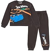 Hot Wheels Fleece Pullover Sweatshirt and Jogger Pants Outfit Set Toddler to Big Kid Sizes (2T - 10-12)