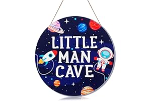 Geelin Space Themed Room Wall Decor for Boys Outer Space Astronaut Nursery Bedroom Decor Wooden Plaque Hanging Art Decoration for Kids Toddler Playroom Door Decorations Birthday Gift, Astronaut