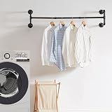 IBUYKE Wall Mounted Clothes Rail 127cm Industrial Pipe Rack Heavy Duty view 3