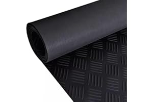 ybaymy Rubber Floor Matting Roll 3.28x16.4ft Heavy-Duty 5 Stripes Garage Flooring Rolls Anti-Slip Rubber Sheet Floor Protecti