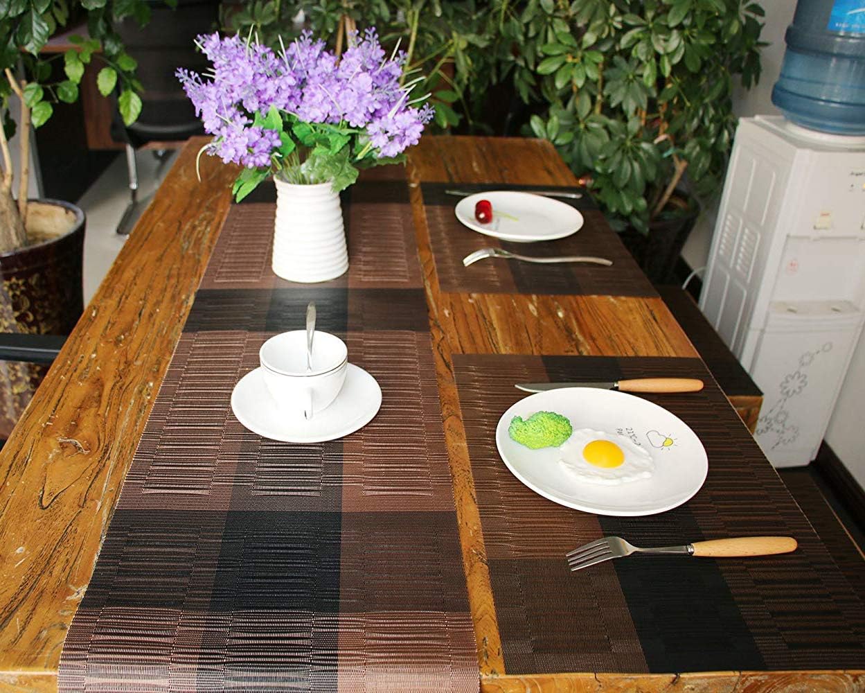 Famibay Table Runner and Placemats Set Washable Vinyl Placemats Set of