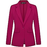 MINTLIMIT Womens Hot Pink Blazer Suit Jacket Long Sleeve Cozy Lightweight One Button Jacket Blazers Business Formal,L