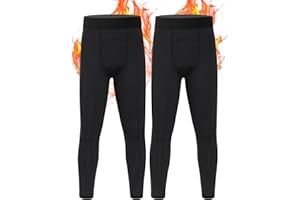 EoBeKee Boys Thermal Pants, Kids Football Fleece Lined Leggings, Youth Compression Base Layer for Sports Baseball Hockey