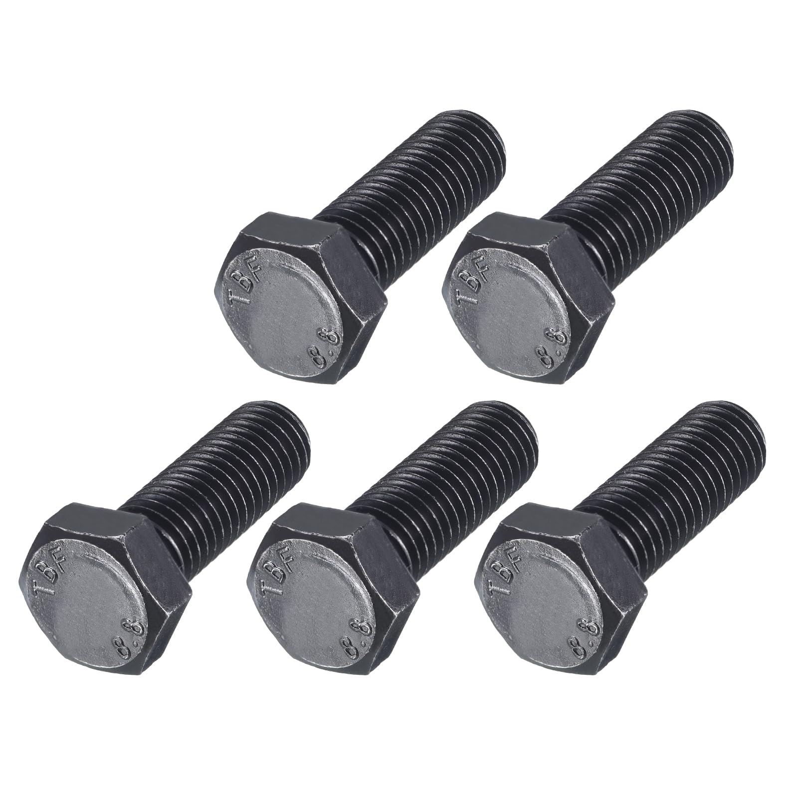 METALLIXITY Hex Bolts (M12-1.75x35mm) 5Pcs, 8.8 Grade Carbon Steel Fully Threaded Black Oxide, Coarse Thread UNC Hex Head Screw Bolt - for Furniture Repair — image 1