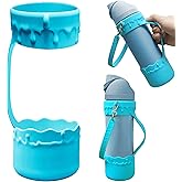 Bottle Bumper Silicone Boot with Handle for Owala 24oz Water Bottle, Sleeve Protector with Strap for Owala Freesip Water Bottle 24 oz, No Scratch Full Protetive Cover, for Running, Bike, Jogging(Blue)