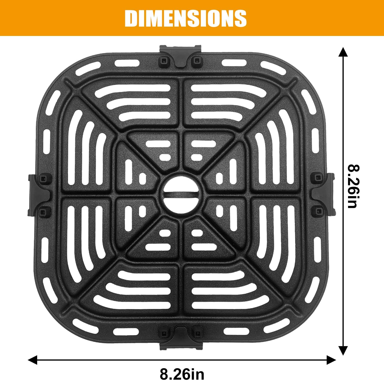 GWY Air Fryer Grill Pan for COSORI Air Fryer Pro LE 5 Qt, Non-Stick 8.3’’*8.3’’ Air Fryer Rack Replacement Parts Accessories Grill Plate Crisper Plate Tray with Rubber Bumpers, Dishwasher Safe