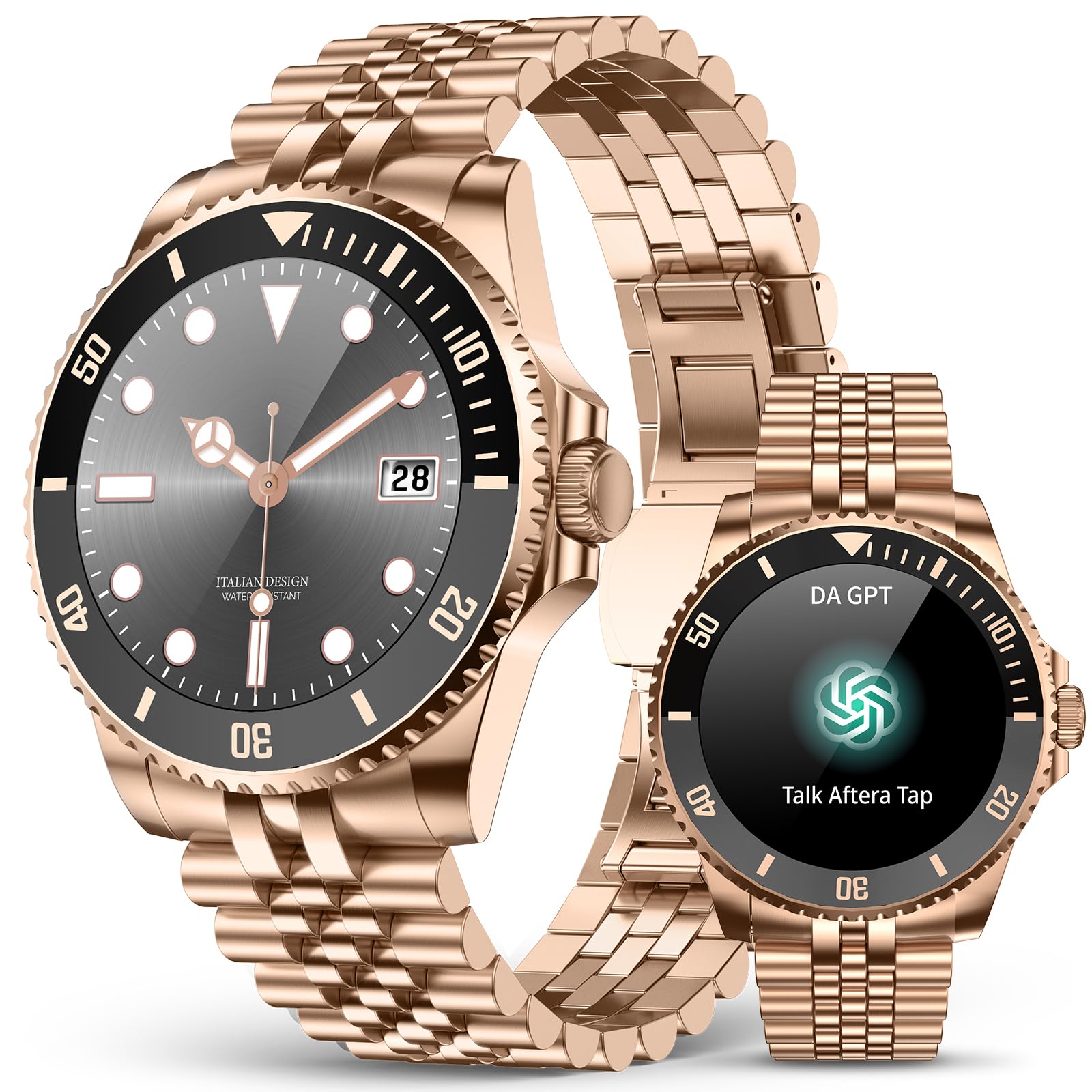 Photo 1 of 2025 DA GPT Smart Watch for Men,1.19-inch AMOLED Display, 24/7 Heart Rate, Blood Oxygen, Blood Pressure, Sleep Monitor, 107 Sports Fitness Tracker, Waterproof Smartwatch Compatible Android iOS Gold