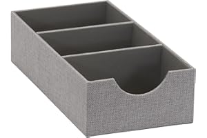 Household Essentials Grey 727-1 Deep 3 Section Drawer Organizer Box for Storage | 12 in x 6.13 in x 3.13