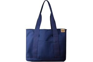 TEEYEE Canvas Tote Bag Casual Multi pockets Handbags Large Capacity Shopping Shoulder Bag with Pocket Bags Work Purses