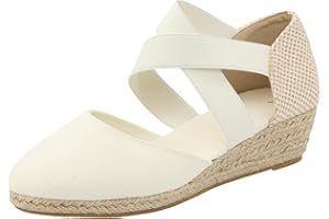 GENERIC Sandals Women Summer Casual Low Wedge Espadrille Sandals with Ankle Strap Closed Toe Dressy Platform Sandals