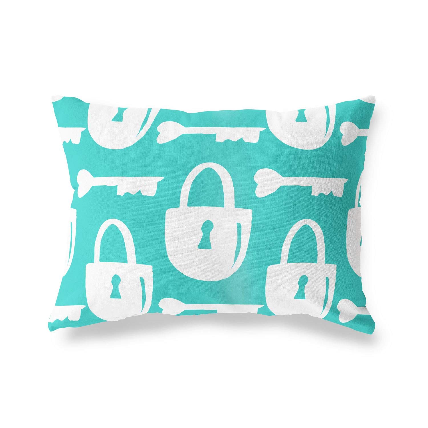 Bonamaison Decorative Cushion Cover Turquoise & White, Throw Pillow Covers, Home Decorative Pillowcases for Livingroom, Sofa, Bedroom, Size: 35x50 Cm - Designed and Manufactured in Turkey