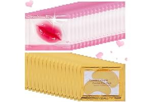 SULILY 30 Pairs Lip Masks & 24K Gold Eye Masks,Crystal Gel Collagen Eye Patches for Puffy Eyes,Moisturizing Cooling Skin Lines Dark Circles,Wrinkles,Bachelorette Party Favors,Bulk Gifts,Stocking Stuffers