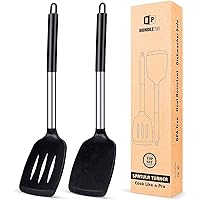 Pack of 2 Silicone Solid Turner,Non Stick Slotted Kitchen Spatulas,High Heat Resistant BPA Free Cooking Utensils,Ideal Cookwa