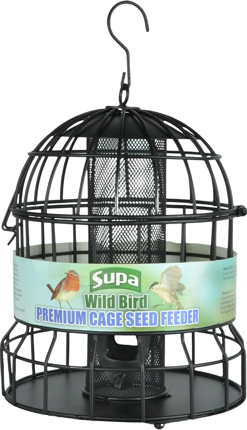 Supa Premium Wild Bird Cage Seed & Sunflower Hearts Feeder Deters Squirrels