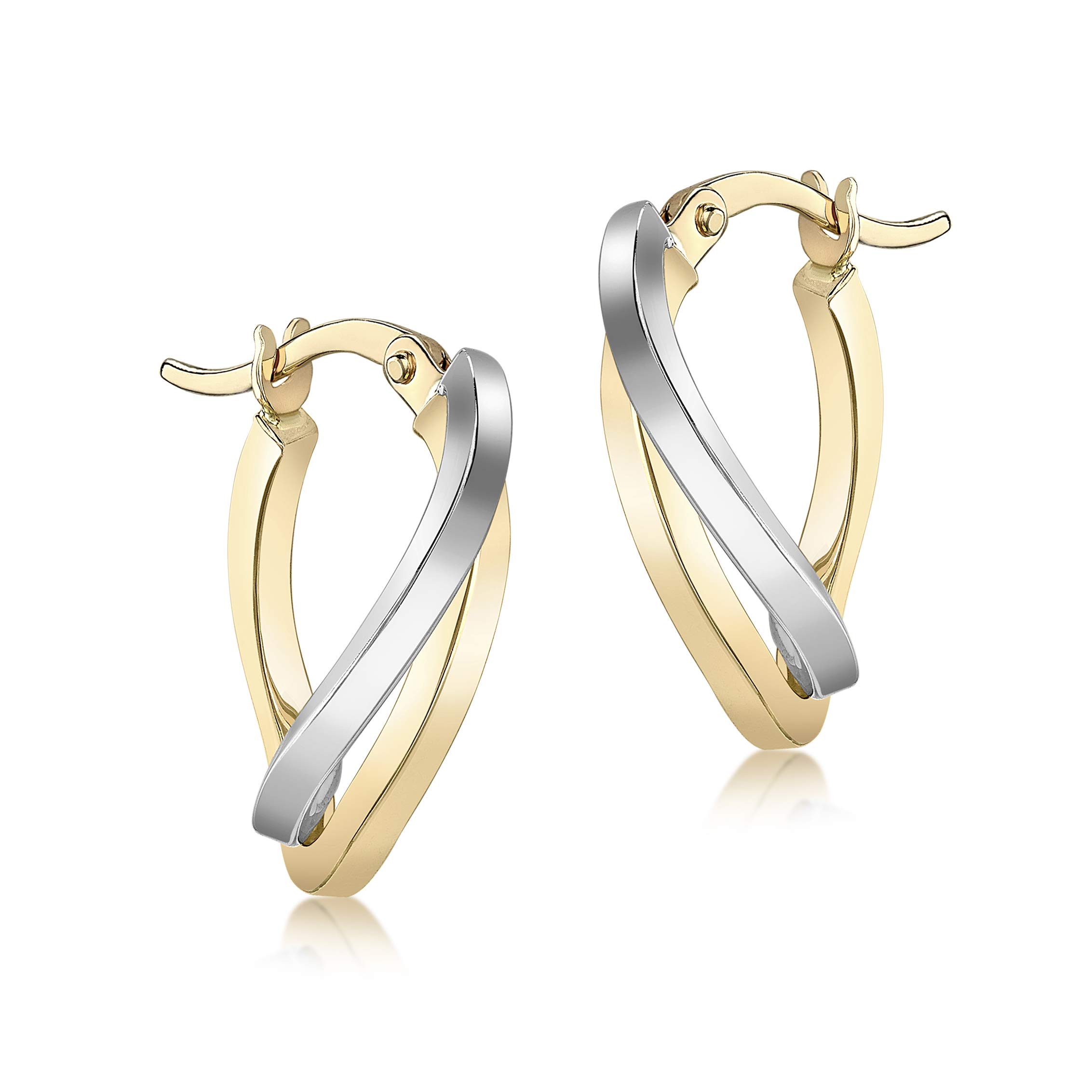 CARISSIMA 9ct 2 Colour Gold Wave Creole Earrings