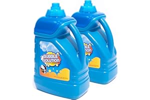Naivees 2 Bottles 64 Oz/1.89 L Concentrated Bubble Refill Solution with Easy Pour Funnel and 7-Hole Bubble Wand,Large Non Toxic Bubble Concentrated Liquid for Bubble Machine Toy, Easy-Grip