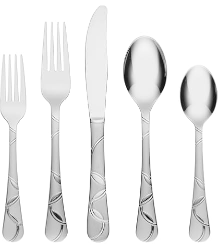 Amazon.com | Cambridge 326J2H9BH26DS Swirl Sand 89-Piece Flatware