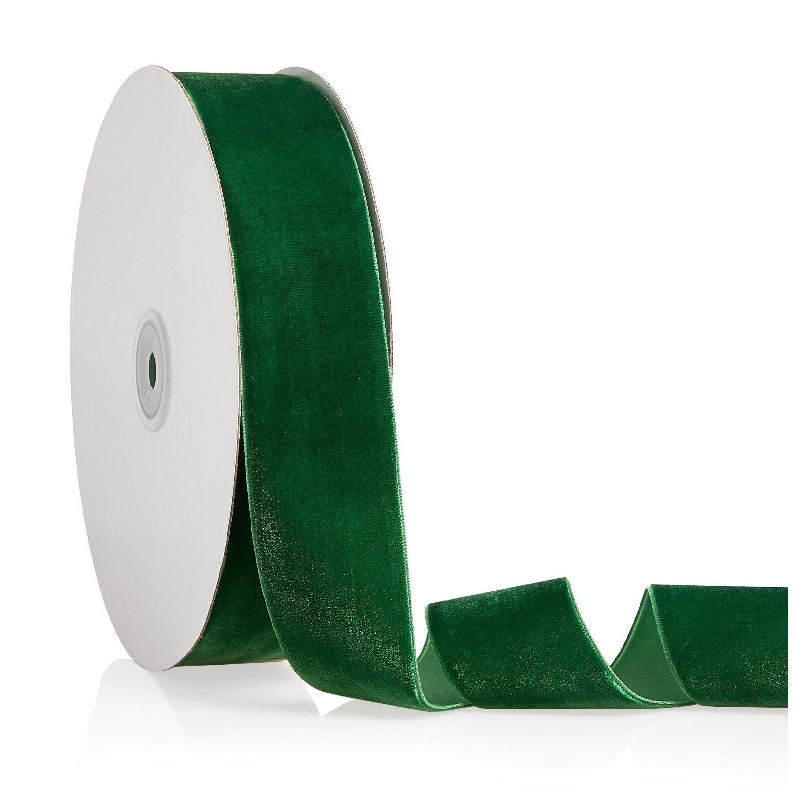 Photo 1 of 1.5" X 20 Yards Emerald Green Velvet Ribbon for Christmas Tree Wreath Decoration Handmade Crafts Ornaments Gift Wrapping & Bow Making