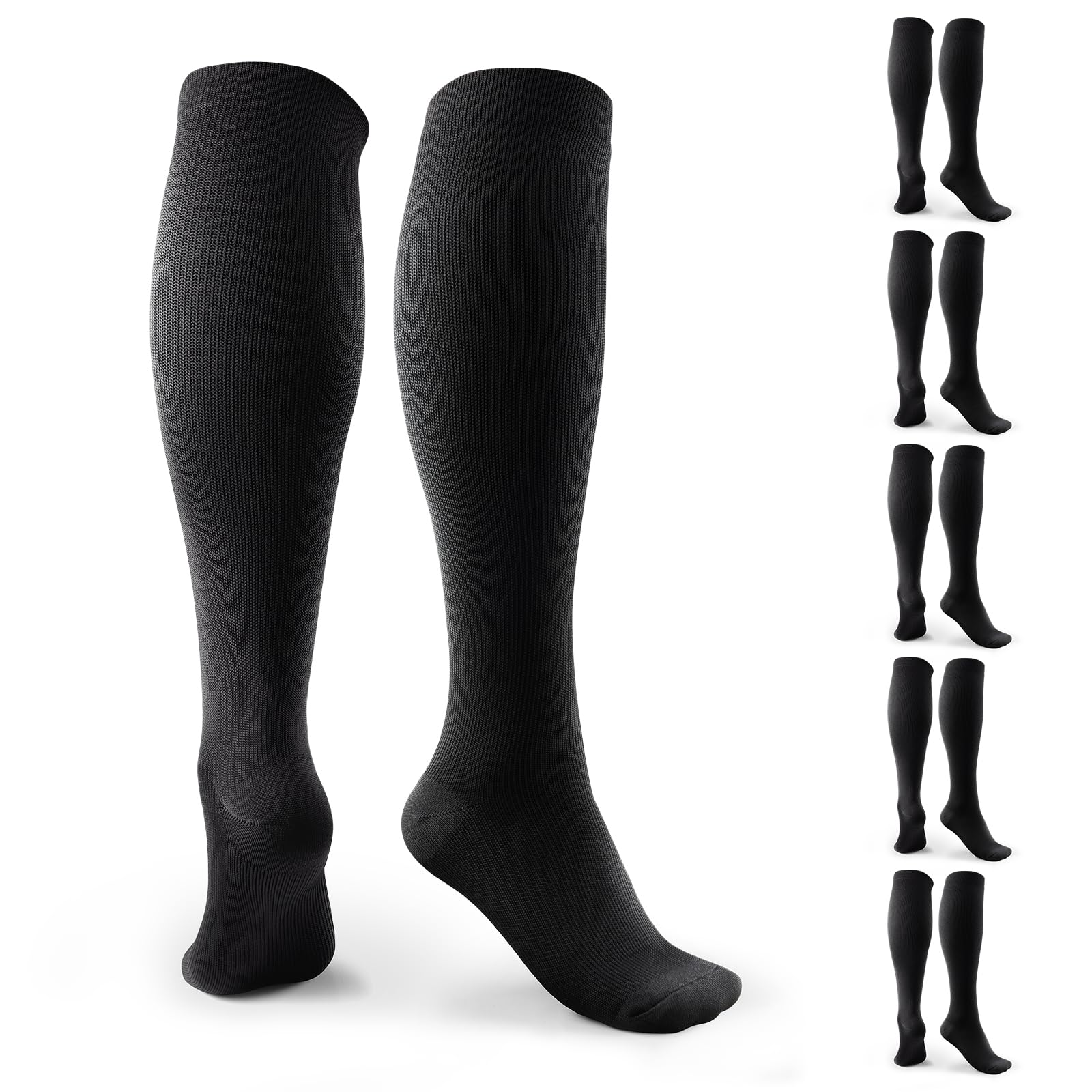 TRIITECH 6 Pairs Copper Compression Socks for Women and Men, 15-20mmHg Best for Running, Hiking, Travel