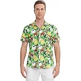 MCULIVOD Men's Hawaiian Tropical Shirts, Printing Short Sleeve Casual Button Down Shirt