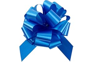 Restaurantware-Gift Tek 5.5 Inch Ribbon Pull Bows, 10 Satin Pull Bows - 20 Loops, Instant Design, Midnight Blue Plastic Flowe