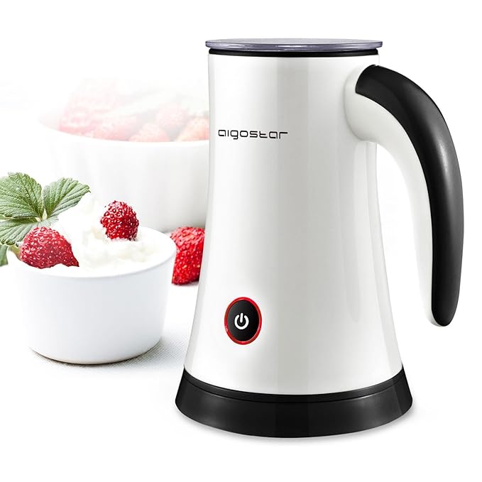 Aigostar Miss Puff 30KDF-Automatische Milchaufschäumer, 450Watt, Milk Frother zur Zubereitung von Heiß- und Kaltschaum oder W