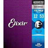 Elixir 11050 Light Acoustic Guitar Strings Polyweb Coated 12-53 3 Pack