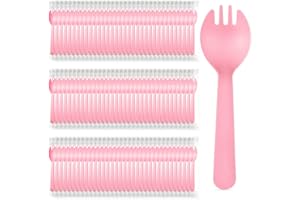 Tioncy 150 Pcs Disposable Plastic Sporks Individually Wrapped Disposable Sporks 4.5'' x 1.26'' 2 in 1 Fork and Spoon Set Disp