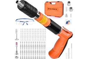 SUPTYGS Concrete Steel Nails Gun Tool with 130pcs Nails,65pcs Round Nails,65pcs M8 Threaded Nail,5 Speed Wall Fastening Rivet Gun Tool Monitor Installation Gun Manual Rivet Nail Gun Household Woodworking