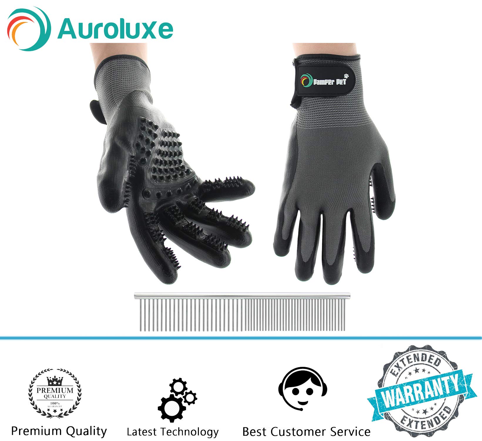 Cat and Dog Pet Grooming Glove Pair of Hair Remover Glove Brushes for