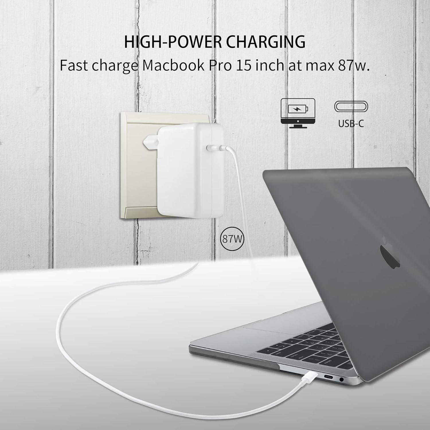 Chargeur Apple Macbook Pro 13 Pouces Adaptateur Secteur USB-C pour Chargeur Mac 87W Compatible avec Macbook