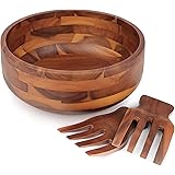 AIDEA Acacia Wood Salad Bowl Set with 2 Wooden Hands, Large Salad Bowl with Serving Utensils, Big Mixing Bowl for Fruits, Sal