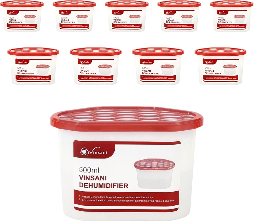 Vinsani Interior Dehumidifier 10 Pack 500mL Moisture Absorber Pack