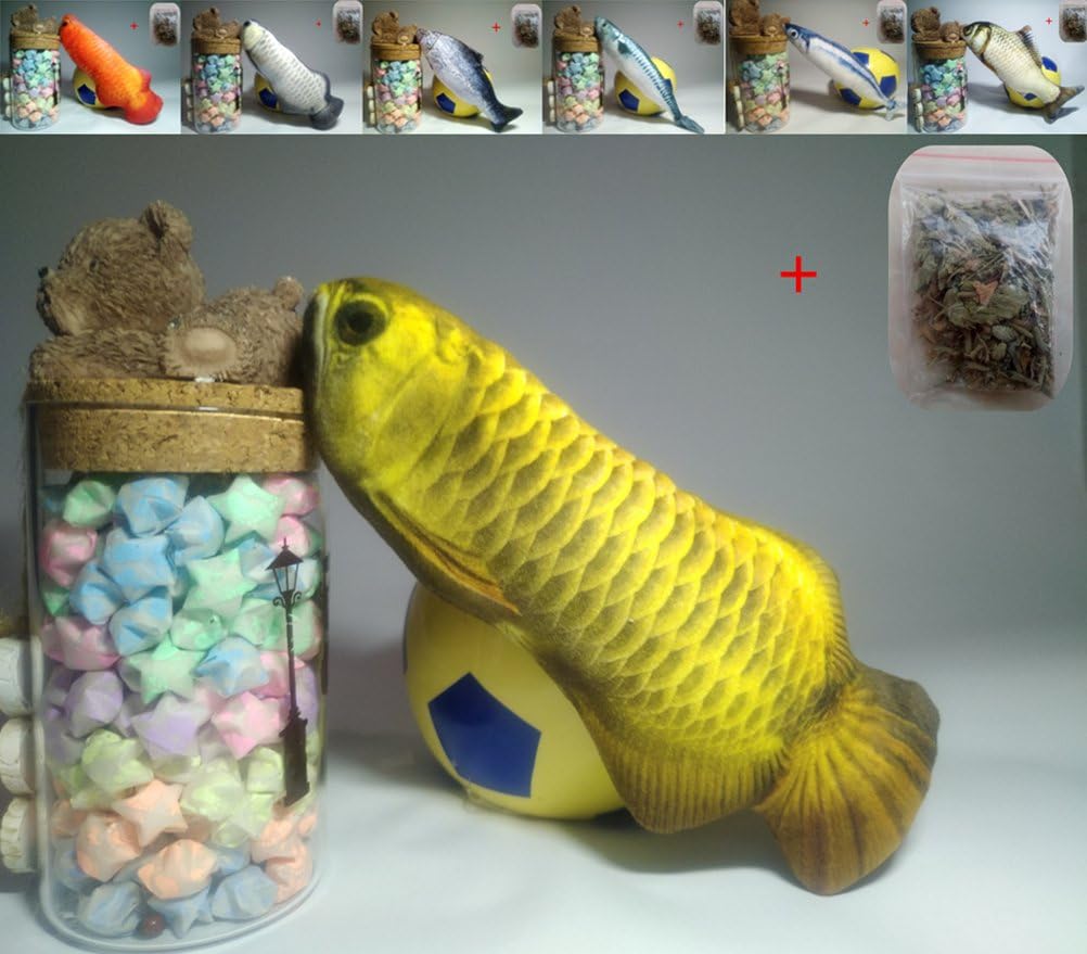 Maibar Catnip Toys Cats Fish Toy Cat Plush Toy Realistic Simulation Cat Mint Toys (20, Gold Arowana)