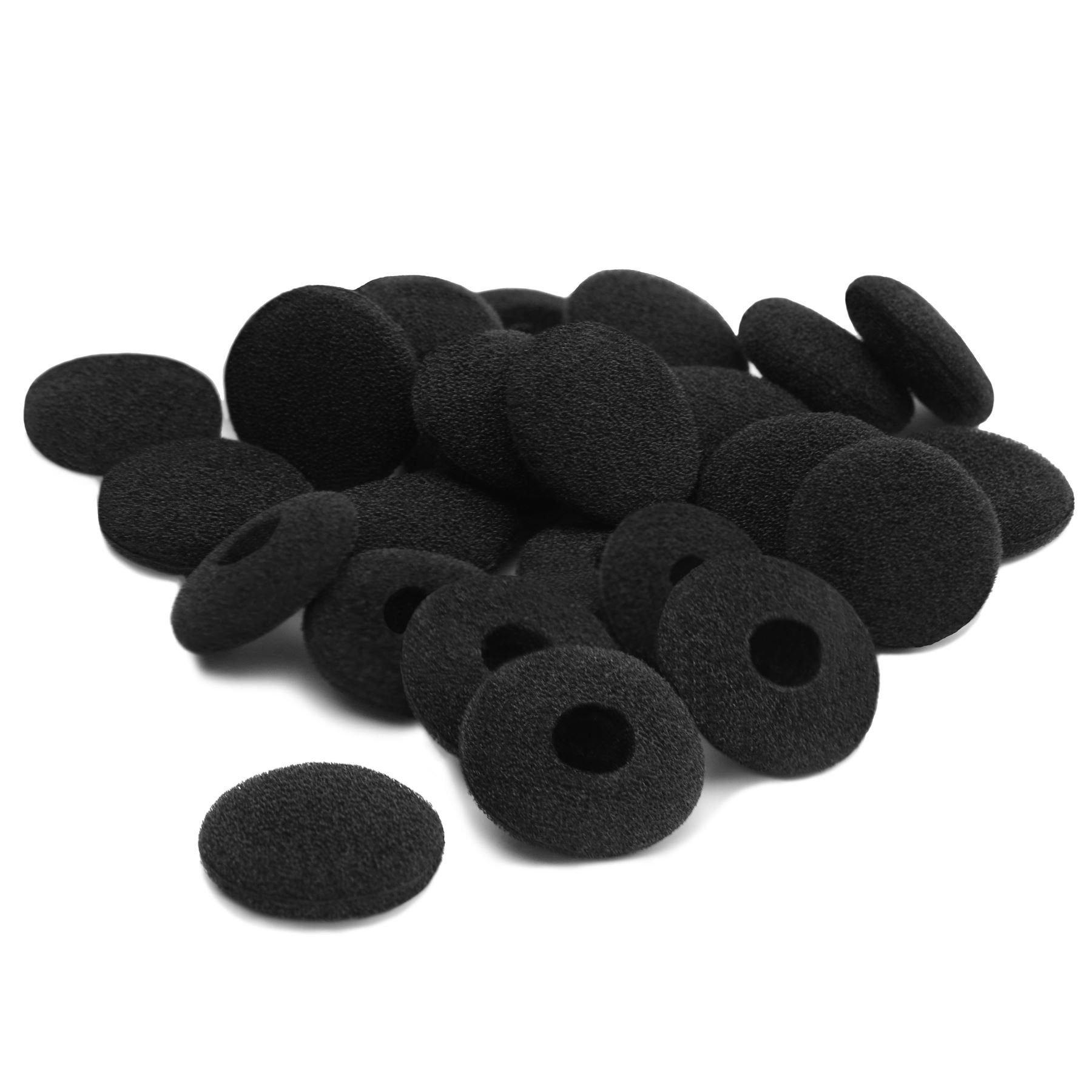 Okuli Pack of 24 x Black Foam Ear Pads Sponge Mesh Cushion Pads For Earphones & Headphones - 15-18mm