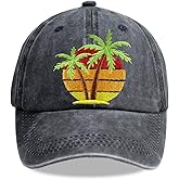 Palm Tree Hat, Summer Vacation Sun Baseball Cap Vintage Embroidered Adjustable Distressed Washed for Men Women