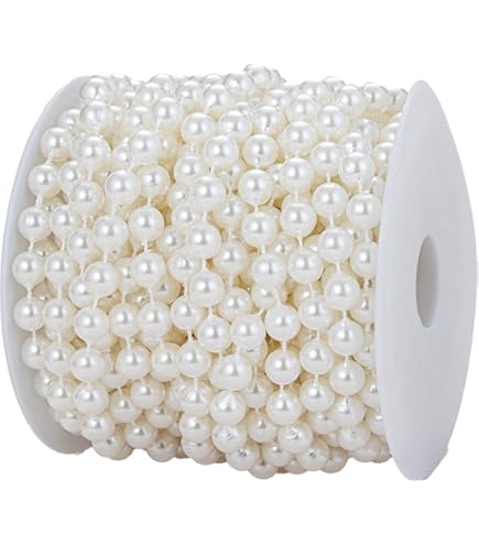 48ft Half-Round Faux Pearl Garland Roll - 10mm Flat Back Craft Pearls For Wedding, Christmas & DIY Decor (Ivory) - View #10