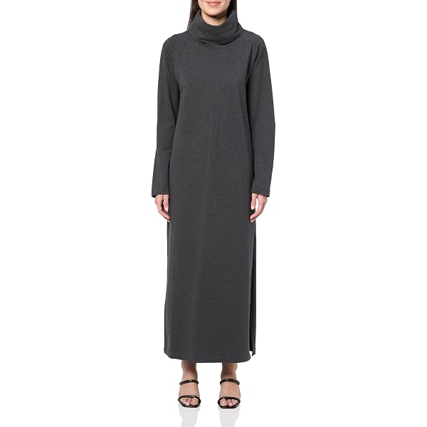 Norma Kamali Women's Long Sleeve Turtleneck Gown - Side Slit, Asymmetrical Hem, Slinky Fabric - View #11