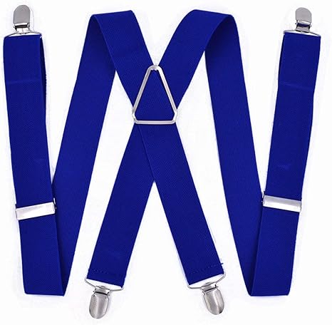 Amazon Co Jp スリング ファッションメンズサスペンダー3 5cm幅4クリップとユニセックスブレースサスペンダーズブラック カジュアル Color Royal Blue ホーム キッチン