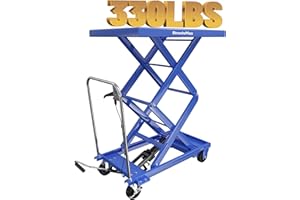 StructoMax Hydraulic Lift Table Cart - 330lbs Capacity, Easy Operation and Swivel Casters with Brakes - Double Scissor Lift for Material Handling and Transportation