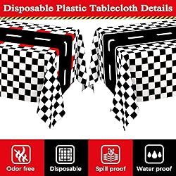 WNINK 6 Pack Race Car Table Cloth and Black White