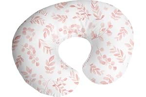 Sweet Jojo Designs Blush Pink White Floral Leaf Girl Nursing Pillow Cover Baby Breastfeeding Slipcover Infant Newborn Nursery Bottle Breast Feeding Pillowcase (Pillow NOT Included) Bohemian Watercolor
