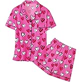 2 Piece Girls Silky Pajamas Set Soft Comfortable Satin PJs Nights Sleepwear, 5-14 Years