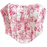 SOLY HUX Women's Summer Floral Corset Tube Top Strapless Sleeveless Bandeau Going Out Bustier Crop Tops Pink Floral Medium