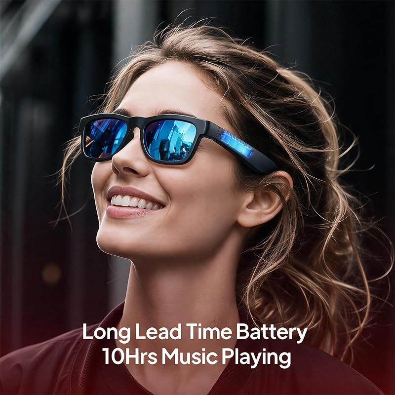 OhO sunshine Audio óculos de sol, controle de voz e Open Ear Style Ouça música e chamadas com Volumn UP e Down, Bluetooth 5.0, IP44 Recurso à prova d'água para esportes ao ar livre